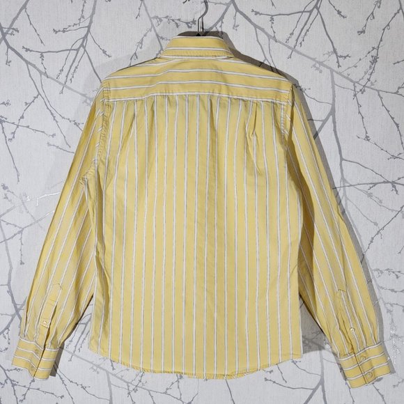 Abercombie & Fitch Yellow Striped Muscle Fit Long Sleeve Shirt - Picture 3 of 4
